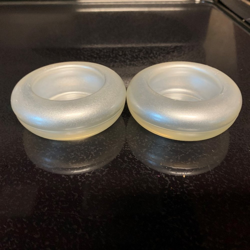 Pair of silver glass tea light voltives